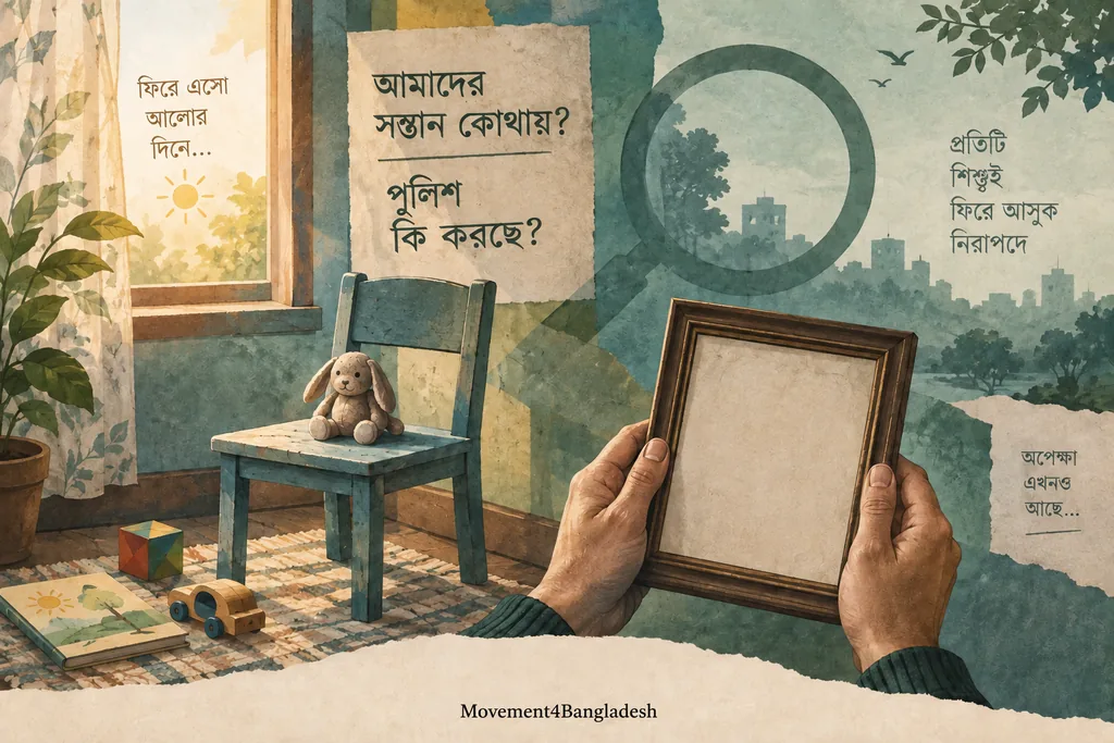 AI-generated illustration: নিখোঁজ শিশুর জন্য অপেক্ষা-উদ্বেগ, কী করছে পুলিশ?