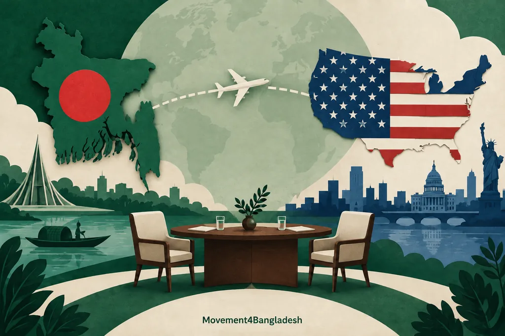 AI-generated illustration: যুক্তরাষ্ট্রে তারেক রহমানের পাঁচ দিনের সফরে কী কী হলো?