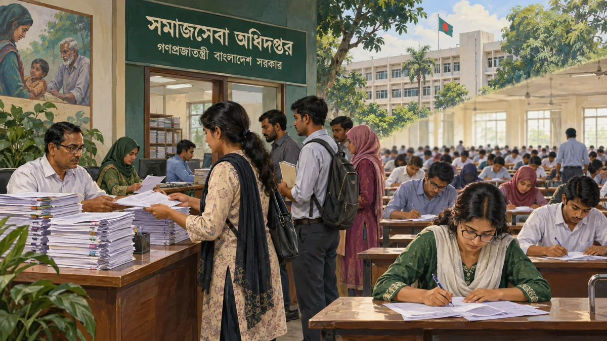 সমাজসেবা অধিদপ্তরের চাকরির আবেদন ও পরীক্ষার চিত্রণ
