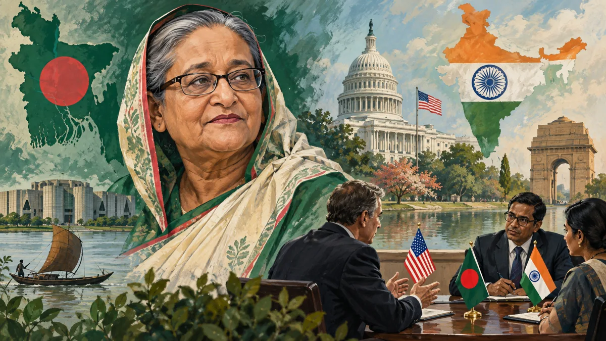শেখ হাসিনা এবং বাংলাদেশ–ভারত–যুক্তরাষ্ট্র কূটনীতির চিত্রণ
