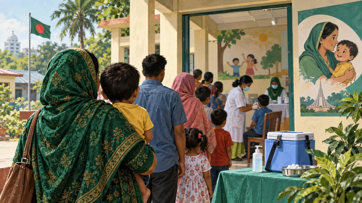 শিশুদের টিকাদান কেন্দ্রের চিত্রণ